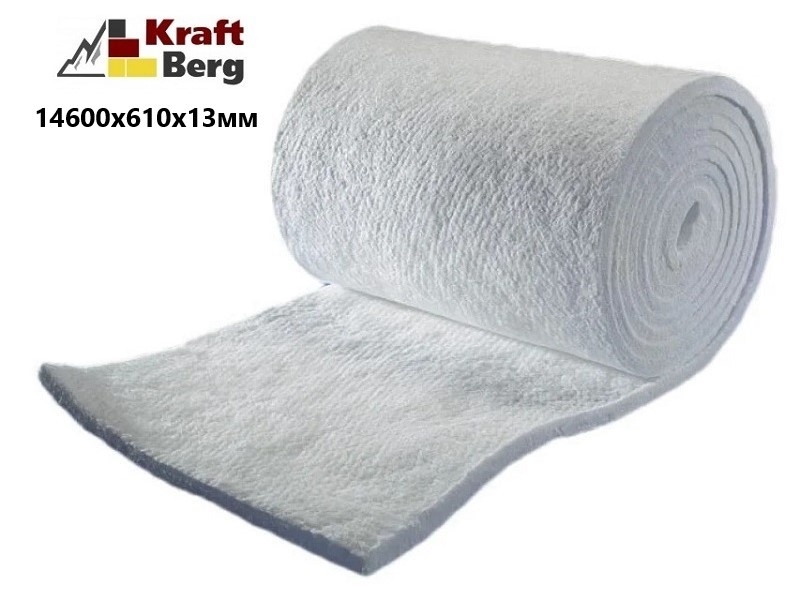 Вата каолиновая "KraftBerg" 14600ммх610ммх13мм огнеупорное одеяло для теплоизоляции фото 2