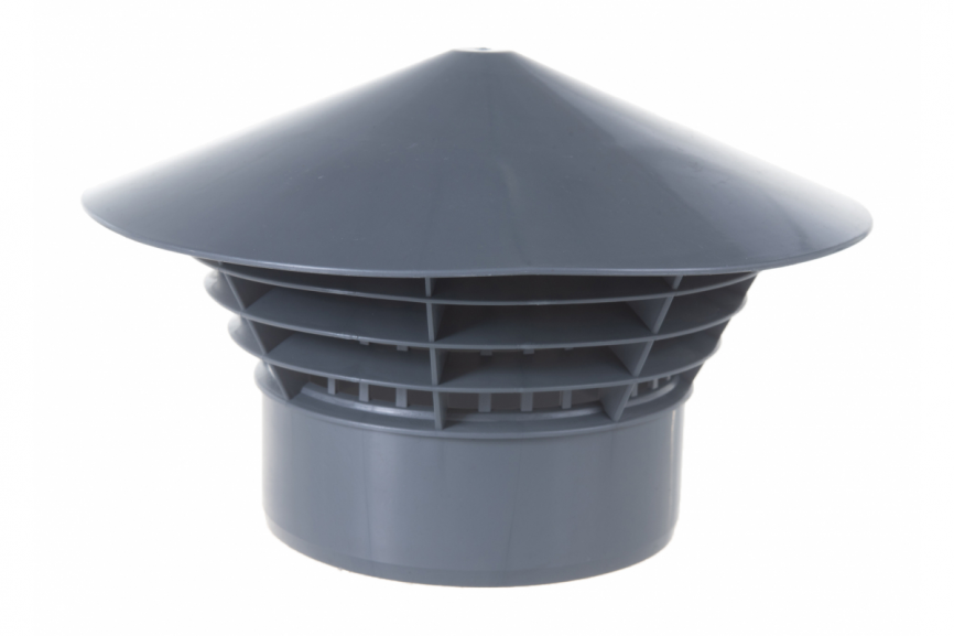 Зонт канализационный "KraftBerg" для труб 110 мм серый фото 1